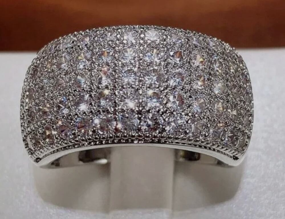Silver Pave Ring SZ 9 NEW